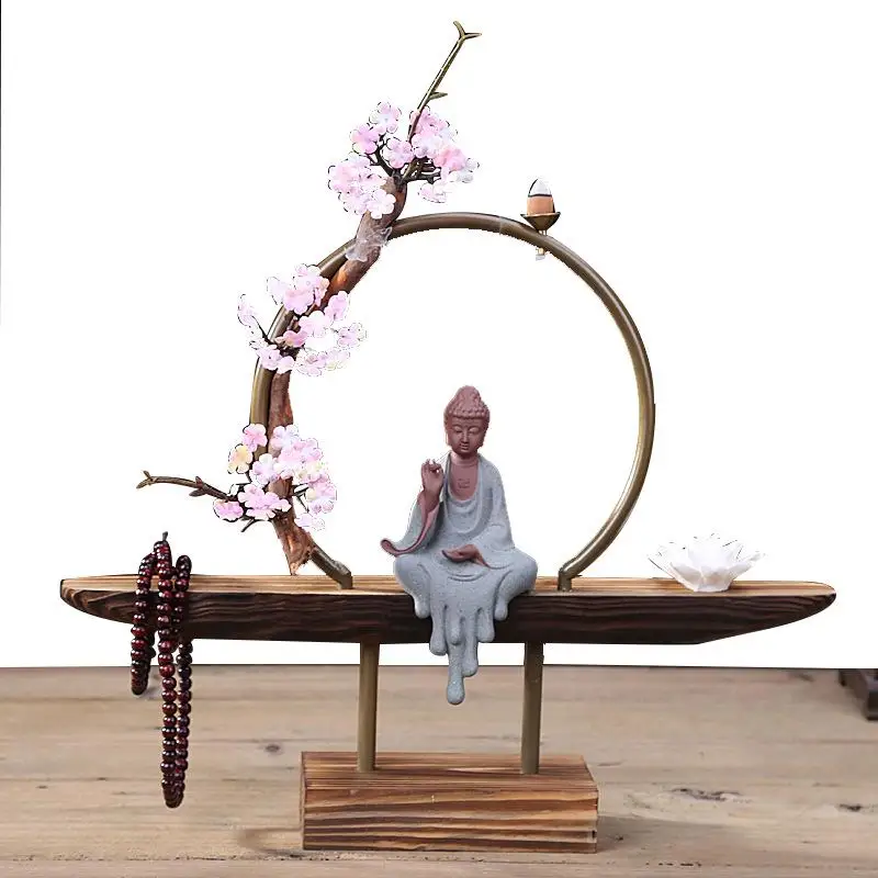 

Cultural Elegant Creative Backflow Incense Burner Traditional Buddha Lotus Classic Smoke Waterfall Incense Holder Home Decor