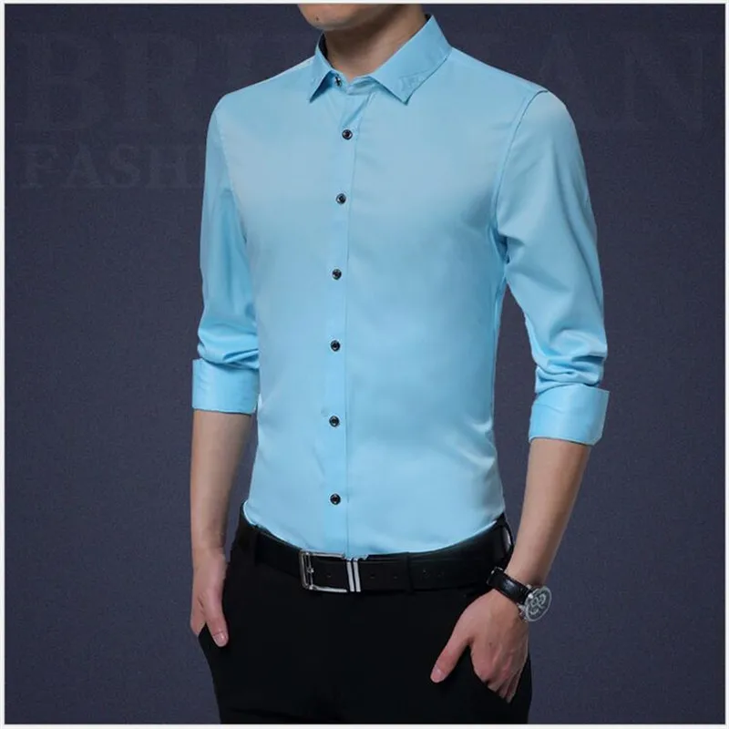 BDLJ Новая высококачественная брендовая мужская рубашка с длинными рукавами, британский Шелковый костюм, рубашка большого размера, повседневная мужская рубашка