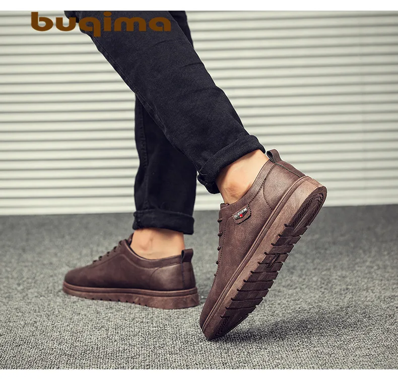 Buqima leer Mannen board schoenen/модные деловые туфли-оксфорды на плоской подошве со шнуровкой Schoenen; летние дышащие кроссовки