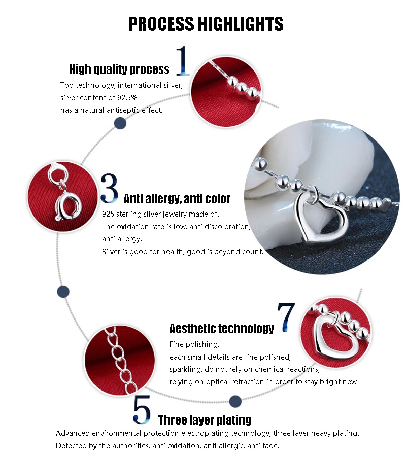 Новинка, модный ножной браслет, 925 пробы, женские Серебряные ножные браслеты, браслет на цепочке для женщин, кулон в виде сердца, ювелирные изделия