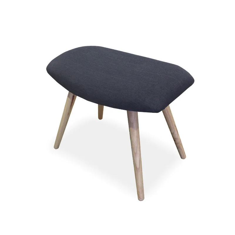 Home Wooden Low Stool Upholstered Textile Fabric Seat Bench Chair