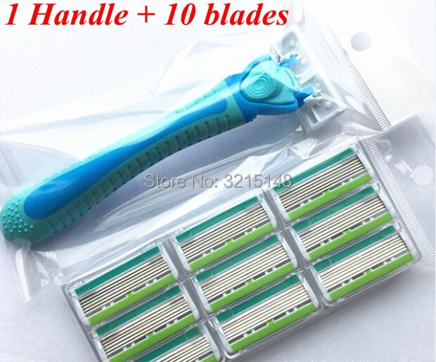

1handle + 10pcs 6 layer Razor Blade Face Care comfortable men sharp electric shaver head shaving blades for gillettee machine