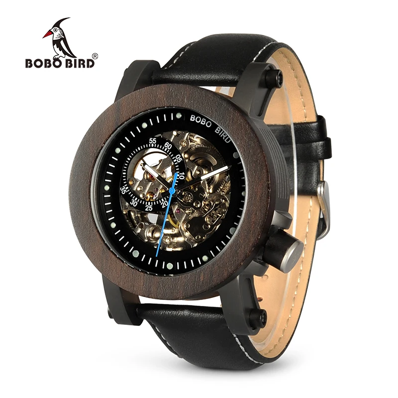 Часы BOBO BIRD Wood мужские винтажные бронзовые скелетоны античные стимпанк