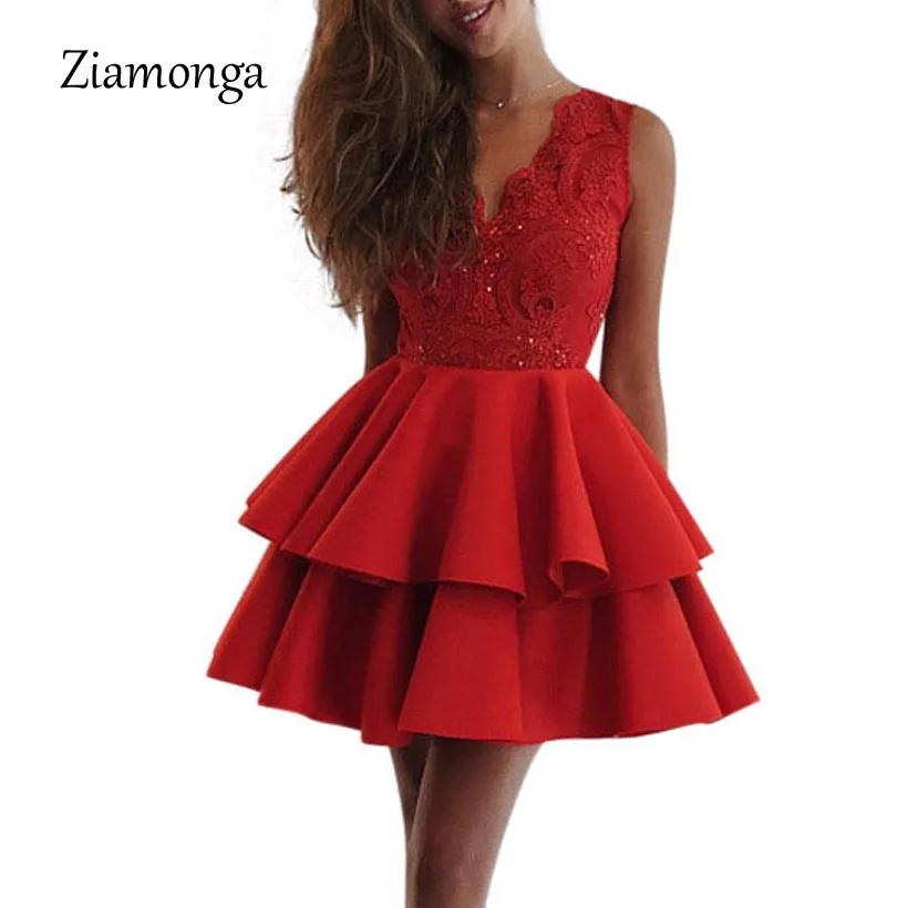 Ziamonga, сексуальное платье с v-образным вырезом для свадебной вечеринки, черное платье, летнее кружевное платье для женщин, короткое белое платье трапециевидной формы