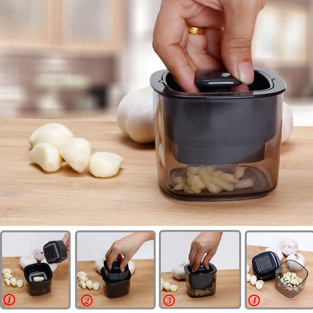 2018 New Arrival Handy Compact Garlic Press Cube Storage Bin Mince 