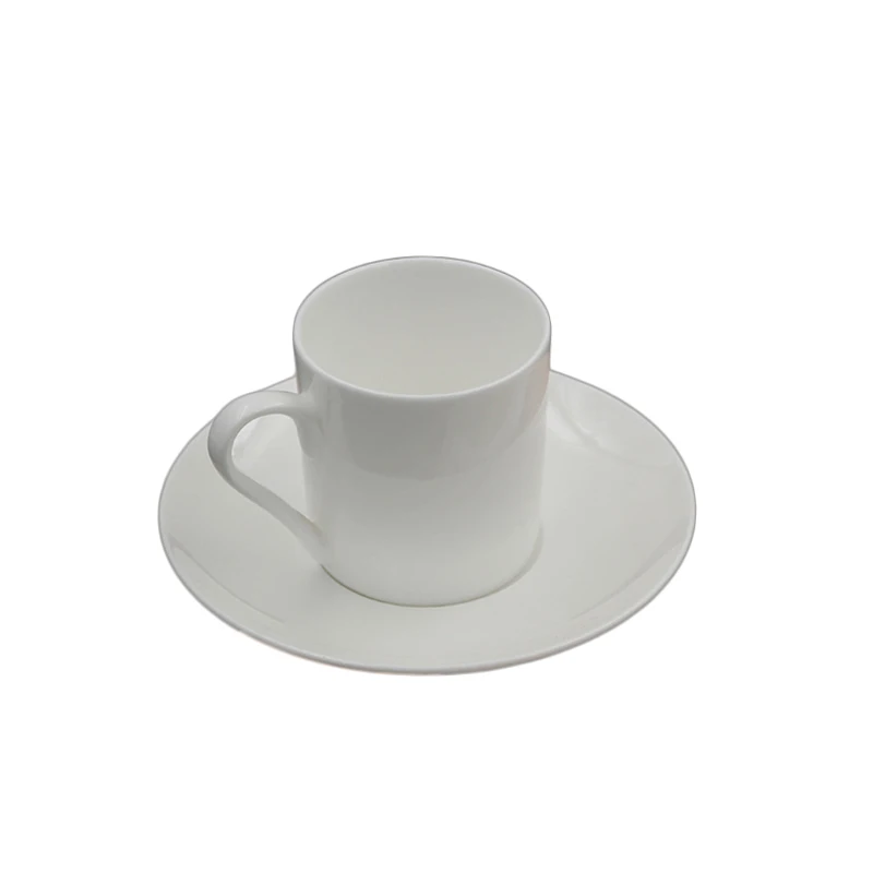 

100ML Brief White Color Espresso Coffee Cup with Saucer Kit Ceramic Bone china Handle Small Mug Yogurt Straight Cups Drinkware