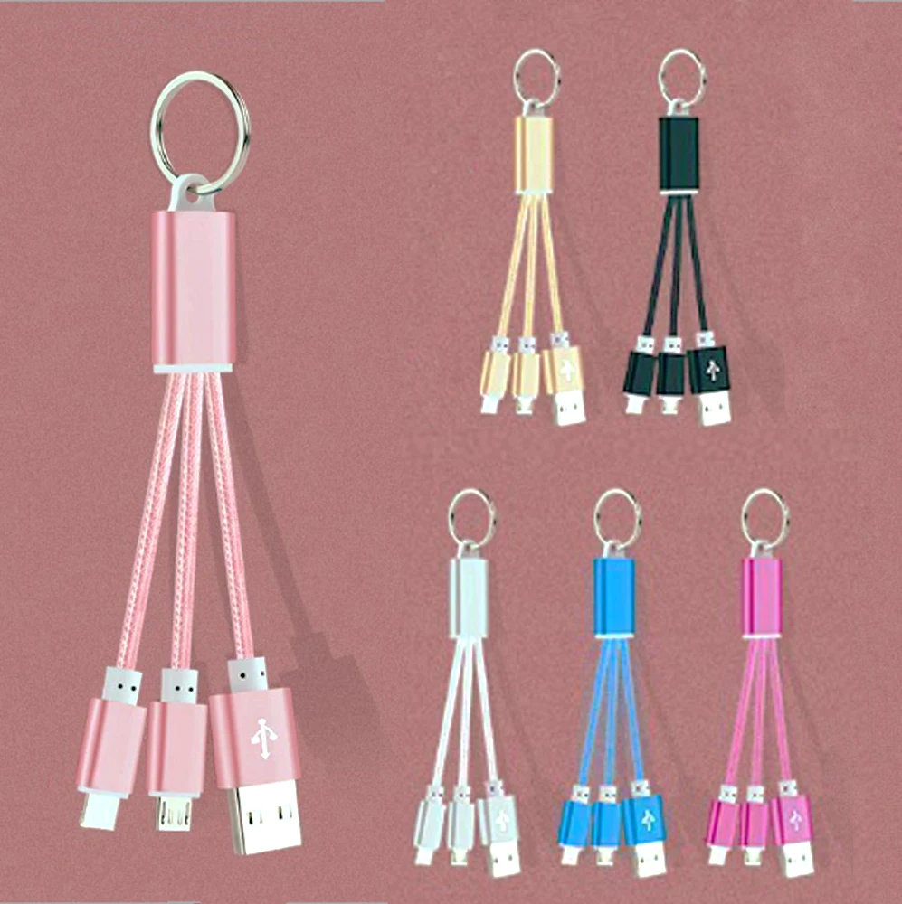 

100pcs 2 in 1 Micro Multifunction USB Sync Data Charger Adapter Keychain Cable For Samsung S7 edge for iPh 5s 6 7 8 Plus