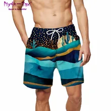 Летние мужские пляжные шорты, водные купальники, спортивные штаны для спортзала, шорты для серфинга с 3D принтом, мужские свободные черные мужские плавки для серфинга