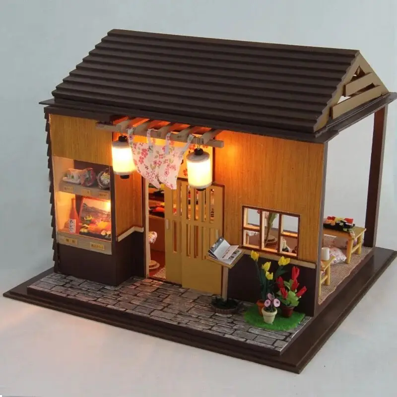 Сборная вручную деревянная модель хижины ручной сборки творческая модель Diy хижина вишня суши-бар
