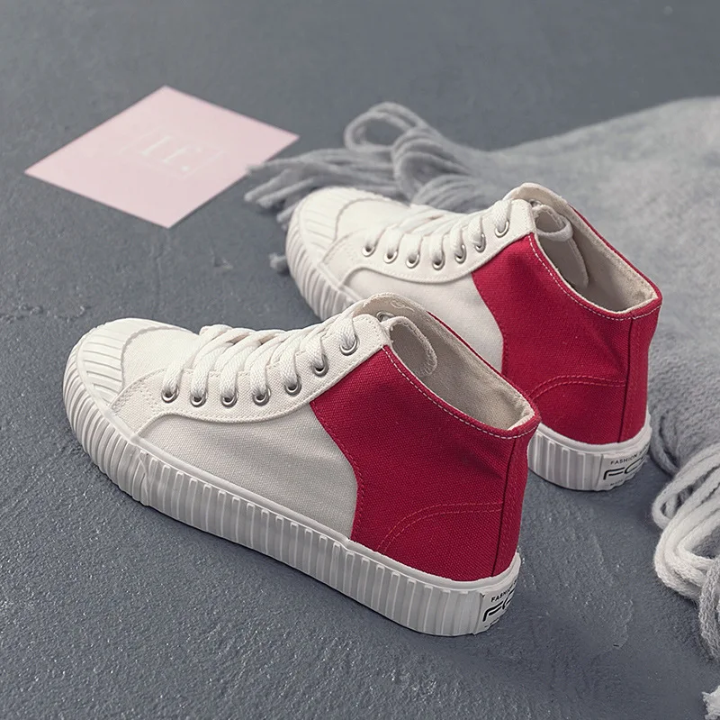 

Spring Women Sneakers Flat Canvas Shoes Rubber Casual Fashion Wear Resistant Black Color Walking Shoes JINBEILE