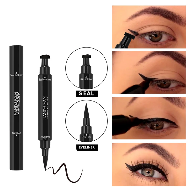 

Brand Double-ended Liquid Eyeliner Pencils with Stamp Long Lasting Black Color Eye Liner Eye Pencil Waterproof Makeup Cosmetics