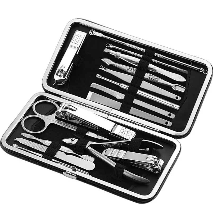 

16Pcs Manicure Set Nail Kit Nail Art Tools All For Manicure Sets Pedicure Care With Pusher Ingrown Nail File Polish Tweezer H1