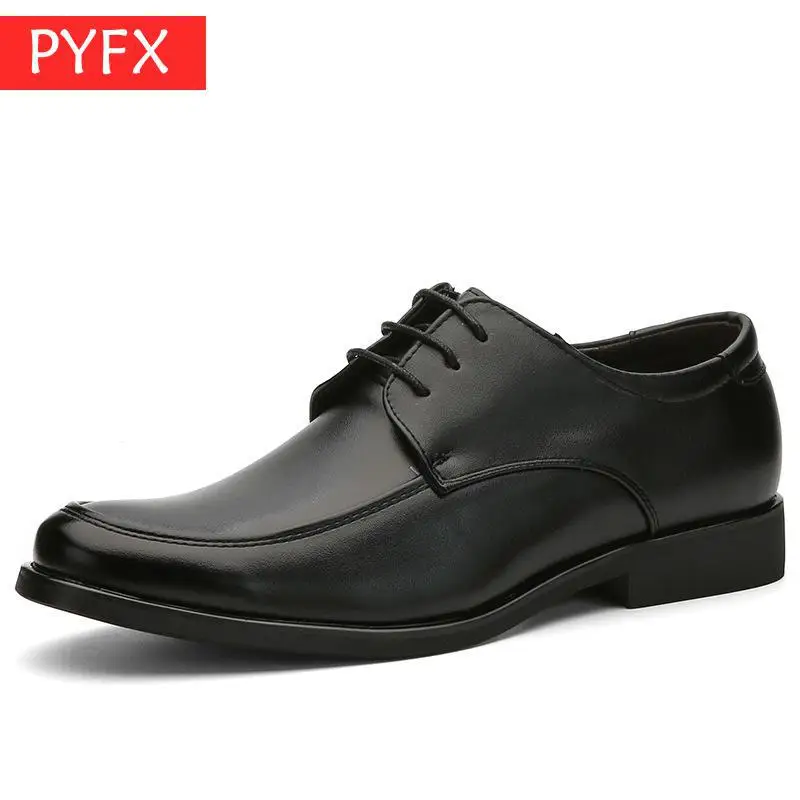

Autumn New Soft Leather Men's Business Suit Lace Leisure Flat Sole Luxury Black Leather Shoes Elegant Men's Wedding Dress Shoes