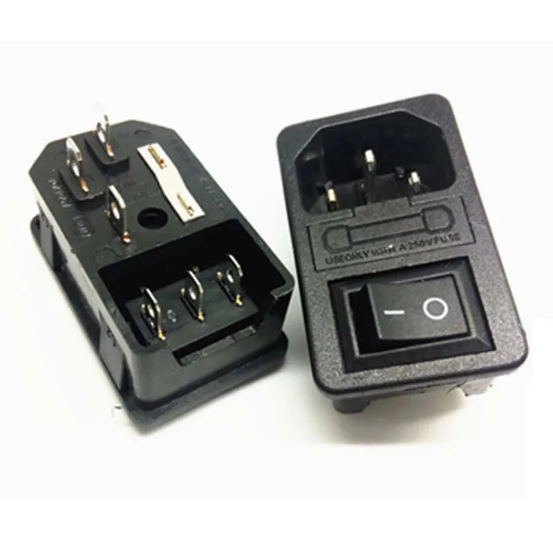 10pcs/lot Power Rocker Switch Fused IEC 320 C14 Inlet Electrical Socket