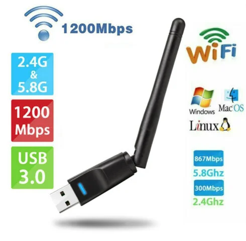 Diconna RT5370 двухдиапазонный 1200 Мбит/с беспроводной USB WiFi сетевой адаптер Антенна бытовые продукты