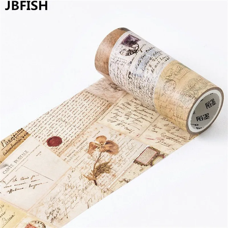 JBFISH Creative 10cm Wide Washi Masking Tapes Retro Newspaper