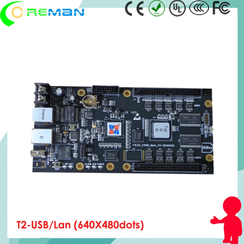 

640*480 big control area offline led sign board controller T2 / Asynchronous USB led control card for 4x3m 3x2m led display