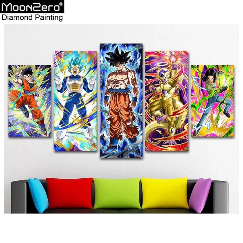 

Hot 5D DIY full Square Diamond Embroidery Cartoon Dragon Ball 5pcs Diamond Painting Cross Stitch Mosaic Picture Decor Paintings