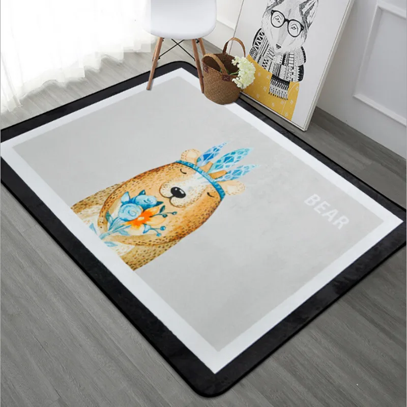 

Cute Animals Print Carpets For Living Room bedroom Crawl carpet Kids Baby Kitchen Restroom Non-slip Tapete Child Room Decor Rugs