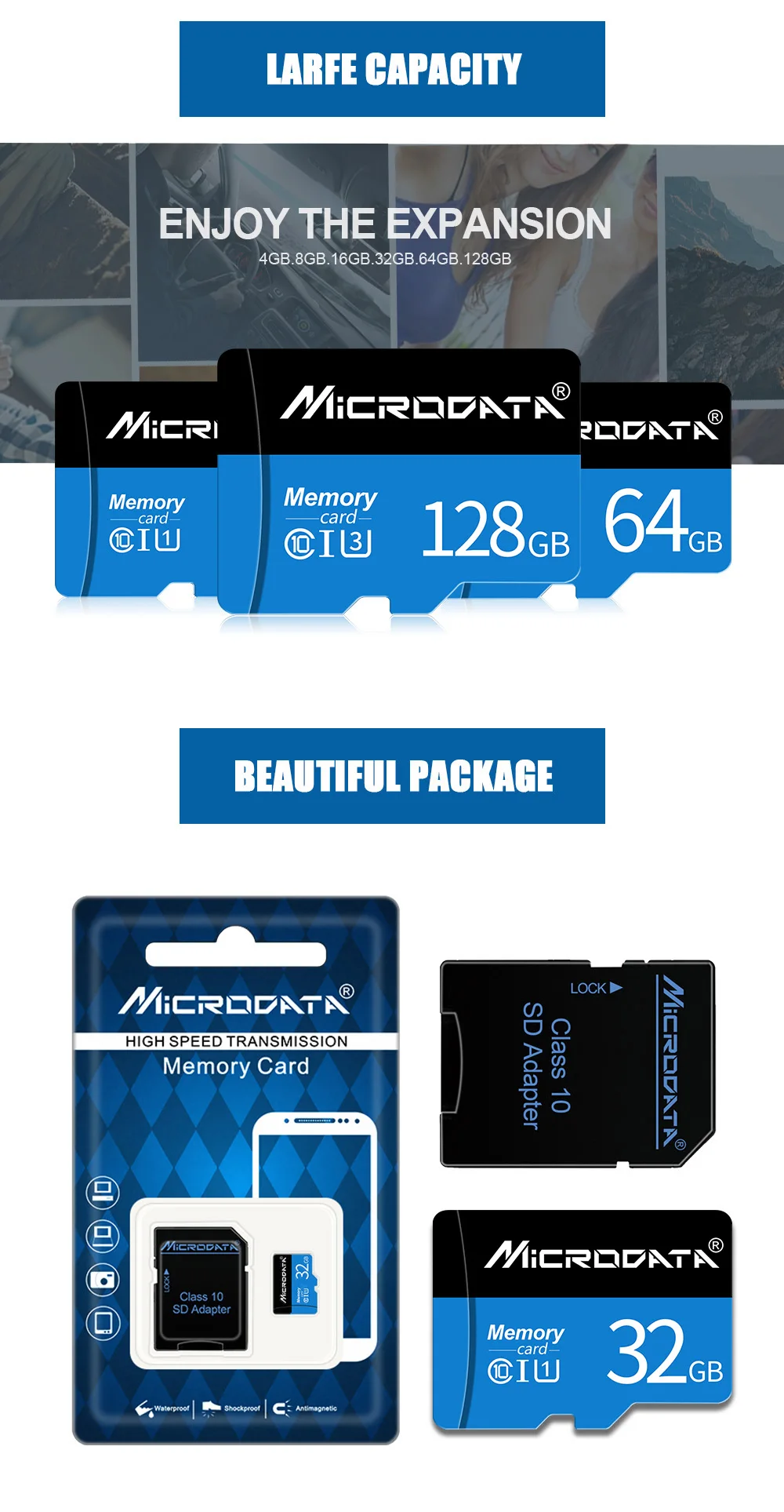 Высокая стабильность Microsd 64 Гб карта памяти 128 ГБ 32 ГБ 16 ГБ 8 ГБ Micro SD карта класс 10 SDXC Flash TF карта для планшетов Xiaomi