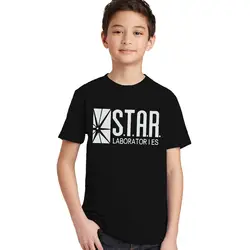 Летняя детская футболка с короткими рукавами и принтом «Звездная Лаборатория», футболка для мальчиков, новинка, футболка для девочек