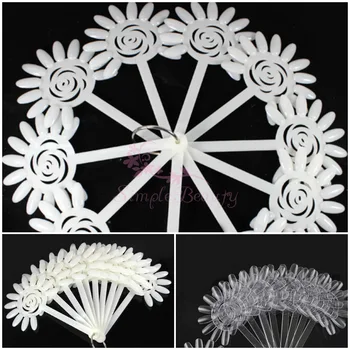 

1 Pack Rose Flower Shape 120 False Tips Acrylic Polish Color Card Display Practice Fan Board Salon DIY Design Nail Art Tools