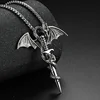 Collar con colgante de dragón para hombre, con cuerda, estilo gótico, Punk, Rock, ala de dragón, Cruz, diseño único ► Foto 1/4