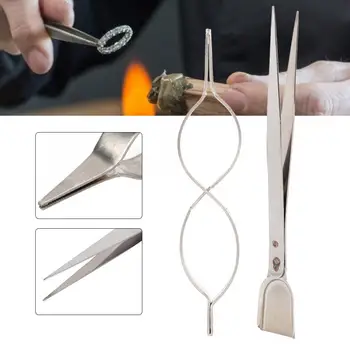 

Professional 2pcs Tweezers with Scoops Welding Cross Locking Tweezers Jewelry Picking up Jewelry Making Tool for Jeweler