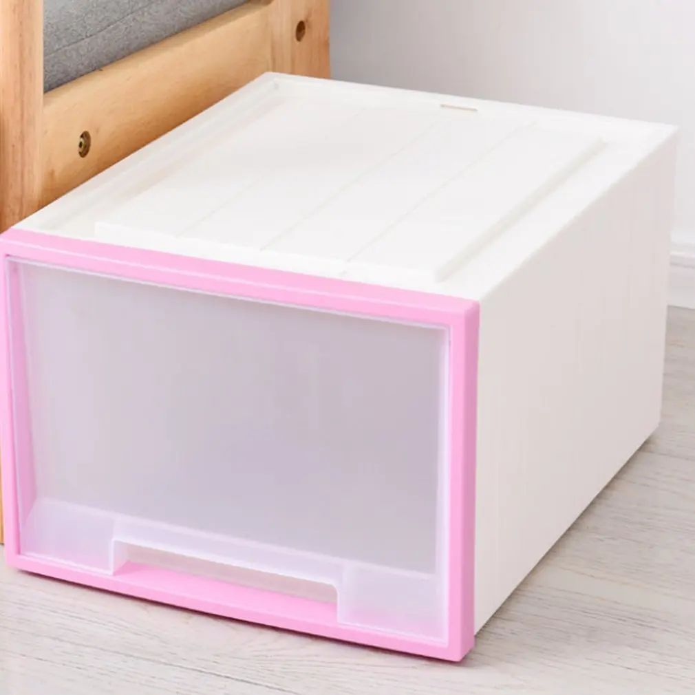 Practical Candy Drawer Desktop Storage Box Transparent Plastic Storage Box Jewelry Organizer Holder Cabinets orange pink