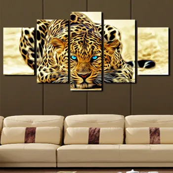 

5 pieces of canvas art HD printing home decoration wall art high-definition leopard for the living room home decoration