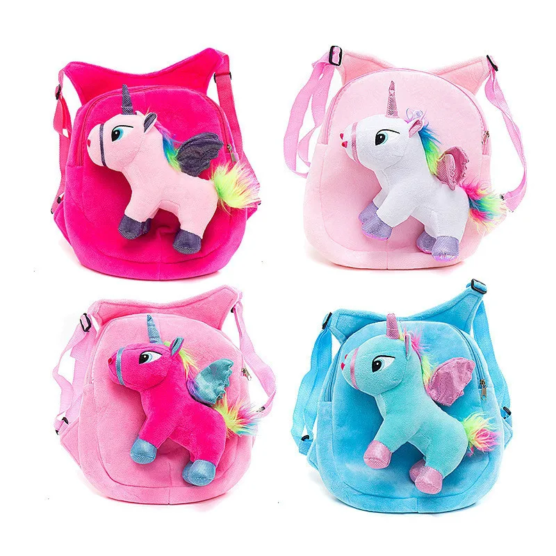 

Kindergarten backpack cartoon toy bag Plush flamingo children's bag backpack