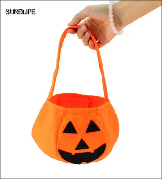 

10pcs Halloween Party Supplies Non-woven Fabrics Pumpkin Bags Halloween Props Kids Children Toys Candy Bag Hot Sale