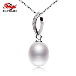 Классический дизайн натуральный жемчужный кулон ожерелья для женщины пресноводного жемчуга Юбилей Jewellery 925 пробы Серебряная цепочка Фейге