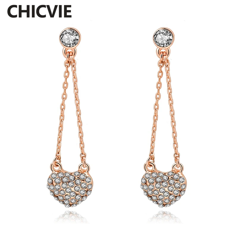 

Vintage Gold Crystal Heart Drop Earring for women 2016 Rhinestones Love Long Statement Earrings fashion Jewelry Ser160009105