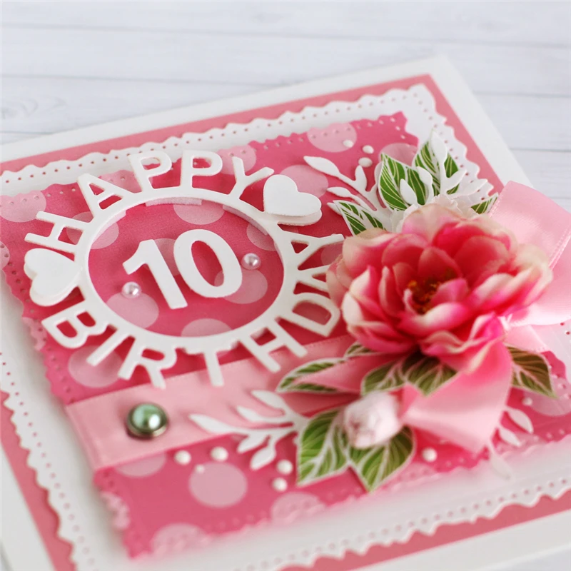 

YaMinSanNiO New Lace Edge Frame Metal Cutting Dies Happy Birthday Numbers Dies Scrapbooking for Card Making Craft Cut Dies 2019