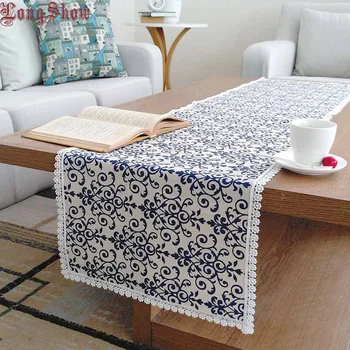 

33x145cm Creative Unique Design Small Lace Border Cotton Linen Table Runner