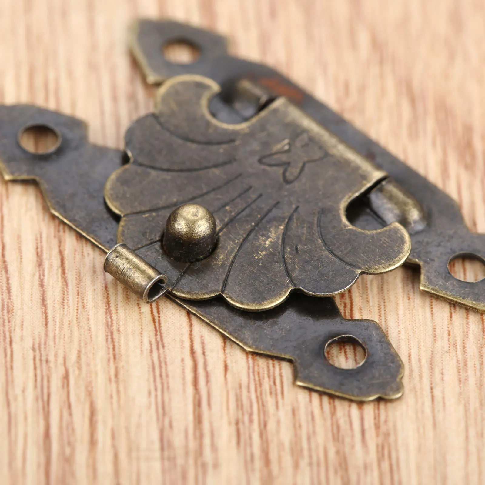 10Pcs Mini Antique Brass Hasps Wooden Case Jewelry Gift Box Decorative Hasp Latch Wood Finuture Hook Lock with 40Pcs Screw