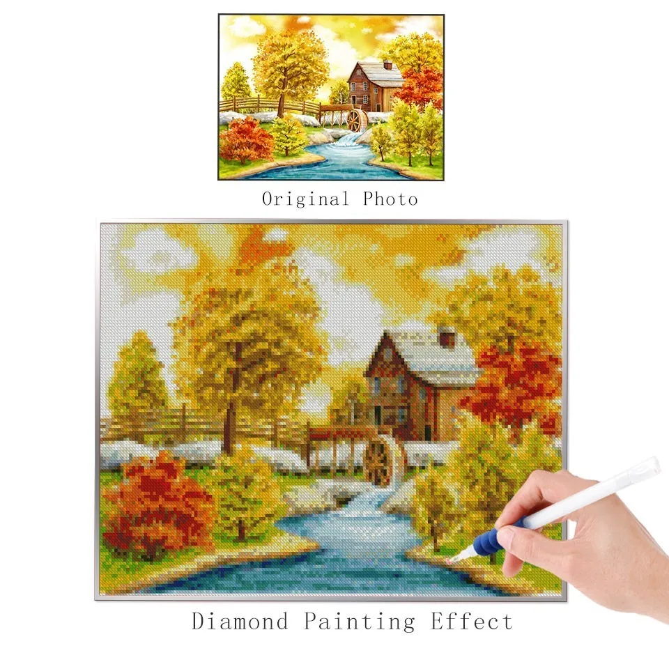 AZQSD Diamond Mosaic Spring Scenery Diamond Painting DIY Full Square Round Diamond Embroidery Rhinestone Home Decoration