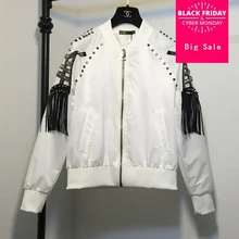 Европейский стиль новая весенняя модная универсальная Тяжелая панк кожаная куртка с кисточками женская верхняя одежда G334