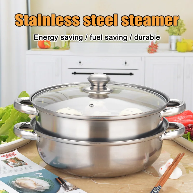 

Hot New Multifunctional Stainless Steel Steam Pot 28CM Steamer Durable For Kitchen Soup Induction Cooker High Quality HY99 NO05