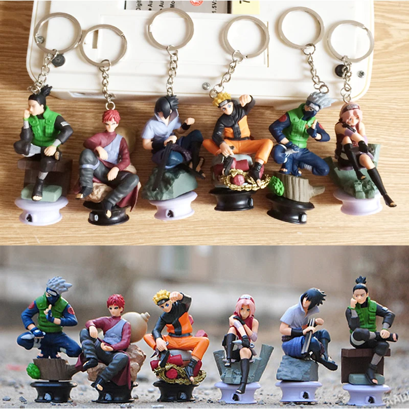 

Good PVC 6 Styles Chess Naruto Action Figure Anime Keychain Kakashi Gaara Model Toy Pendant Gift full set