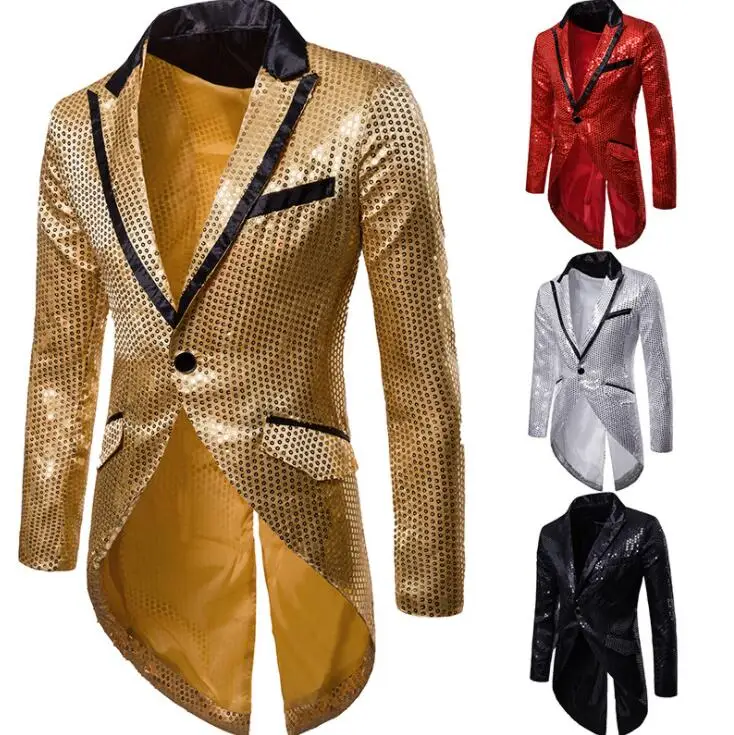 

sequins blazer men Tuxedo suits designs jacket mens stage costumes singers clothes dance star style dress punk rock masculino