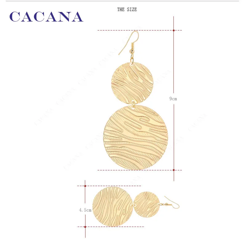 CACANA Dangle Long Earrings For Women Double Round With Watermark Bijouterie Hot Sale No.A291 A292