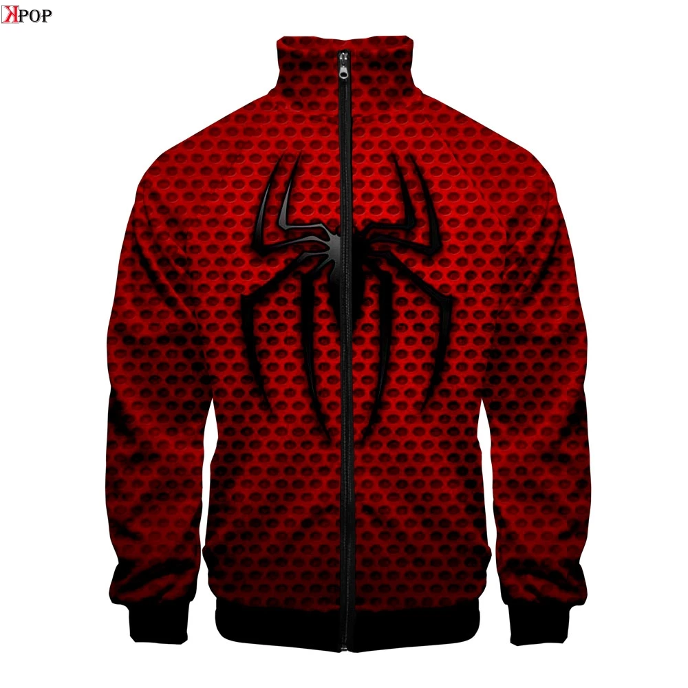 

Spider-Man Idol Cosplay Anime Jacket Stand collar zipper raglan 3D Hip-Hop jacket 2019 New arrival Unisex Hipster Jacket