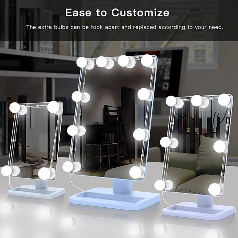 10 led مرآة ضوء عدة ل ماكياج خلع الملابس الجدول USB الحمام الغرور الإضاءة اللمس عكس الضوء لمبات النهار سطوع ضوء