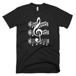 Новая мужская футболка с музыкальными нотами, черная хлопковая футболка с коротким рукавом, футболка с музыкальным принтом 2019, модная