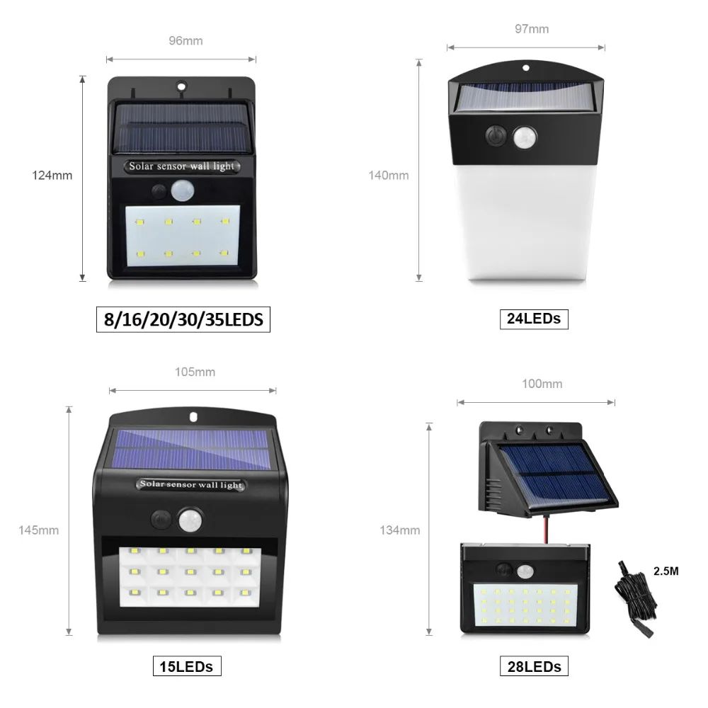 Наружные настенные лампы на солнечной батарее, садовый светильник, PIR датчик движения, светодиодный, водонепроницаемый, IP65 focos solares, светодиодный, para, наружный, Envio Gratis luces