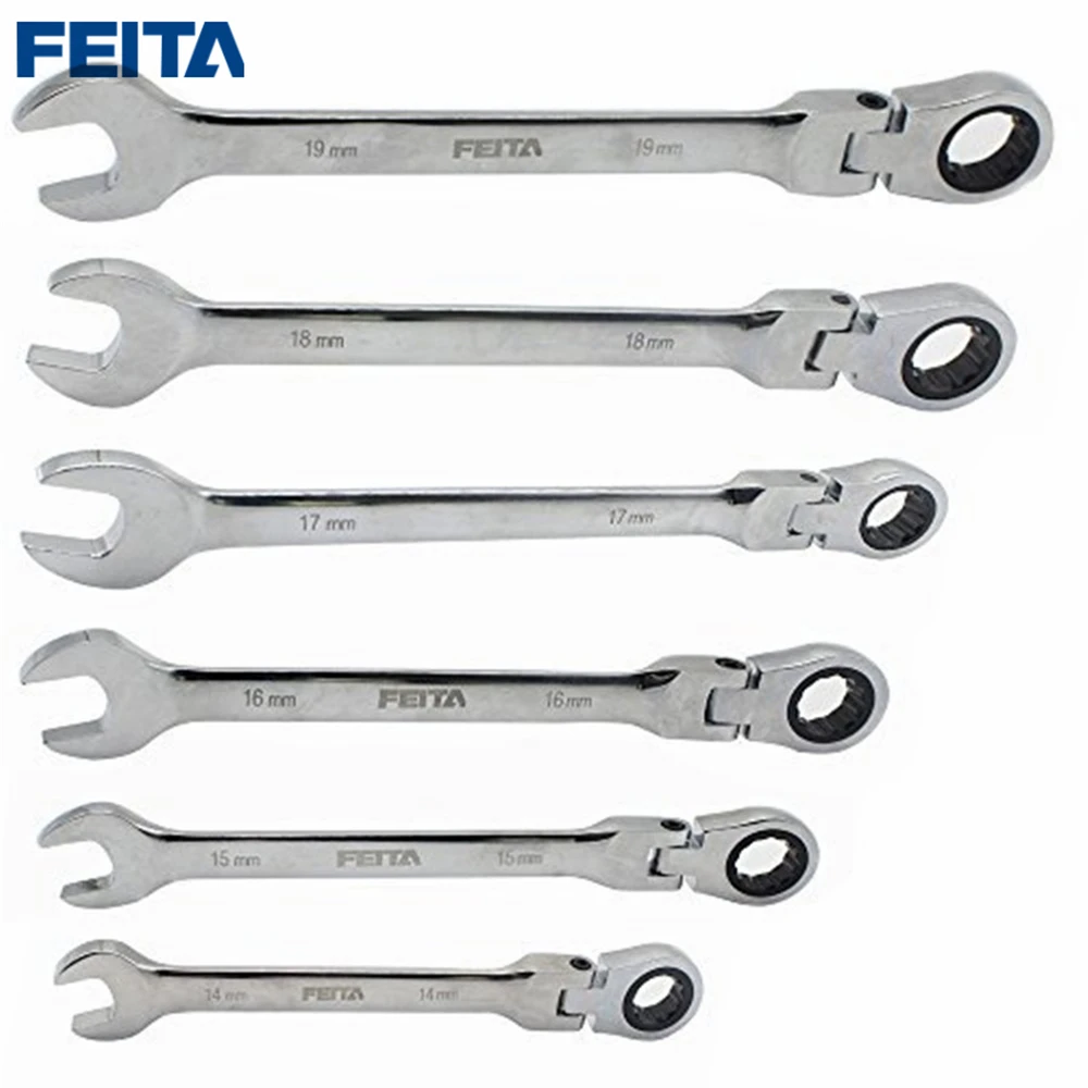 

FEITA 14-19mm Torque Wrench Sets Flex-Head Combination Ratcheting Spanner Repair Tools for Car ,Bike, Auto,Machine(1PC & 6PCS)