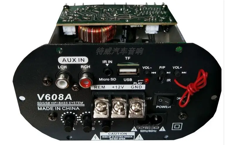 

12V/110V-220V V608A high power amplifier Bass Car Subwoofer Hi-Fi Amplifier Board TF USB Home Theater Amplifiers