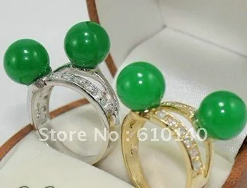

6PC Excellent Green Silver Plated Plated Lovers Couple rings (7-9#)